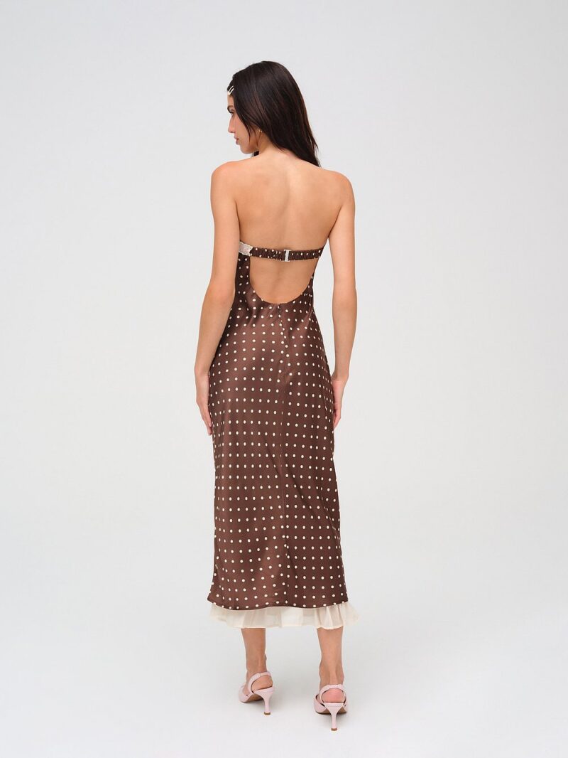 Strapless Polka Dot Midi Dress - Image 4