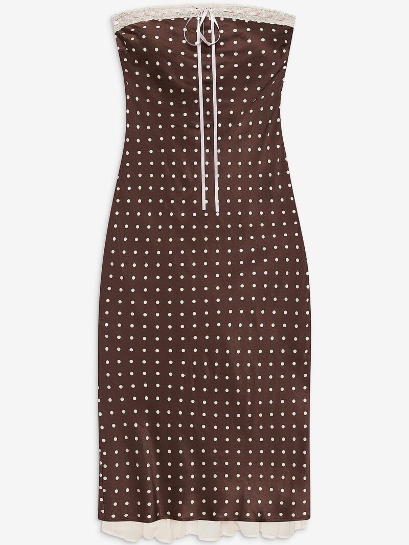 Strapless Polka Dot Midi Dress - Image 5