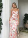 Elegant Pink Peony Print Summer Maxi Dress for Wedding Guests & Parties