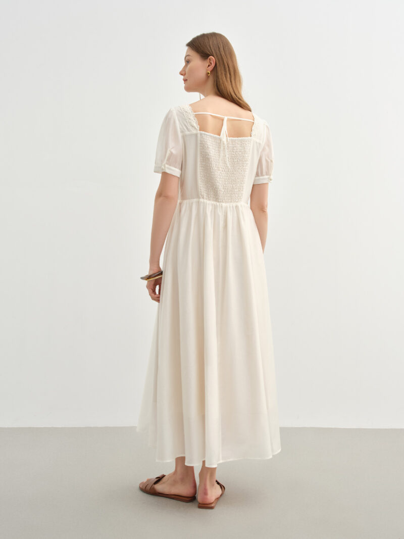 Summer Lace Midi Dress with Square Neck - Image 5