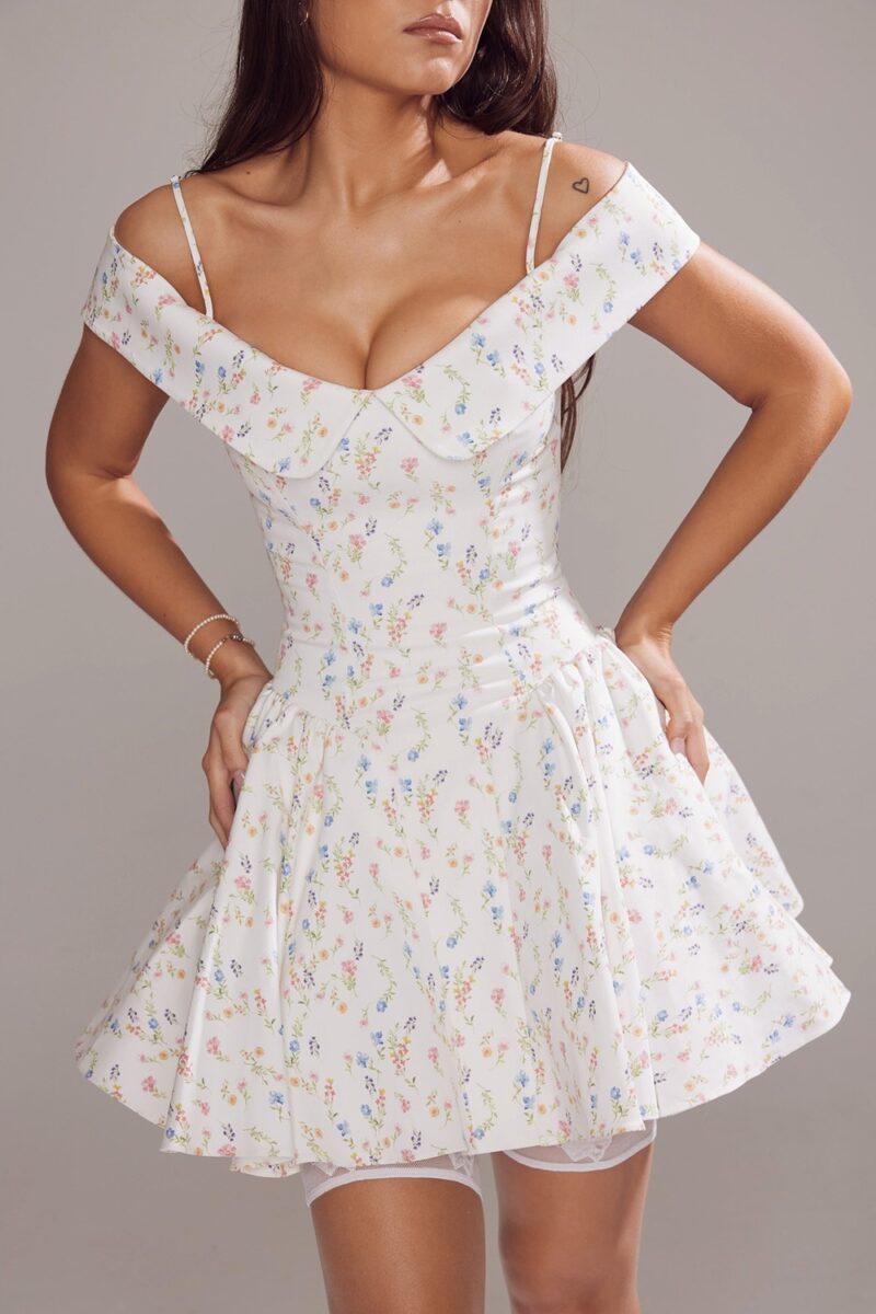 Floral Print Off-The-Shoulder A-Line Summer Party Dress for Women - Image 2