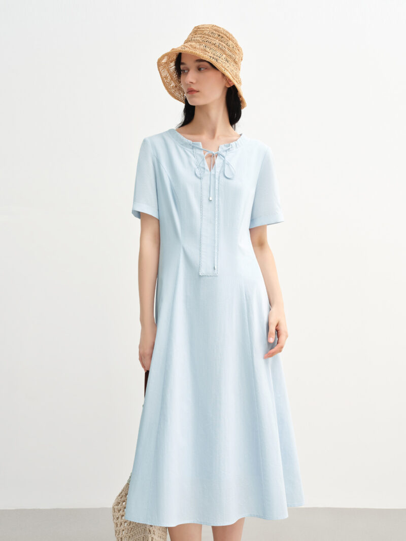 Summer Minimalist French Style Cotton Dress - Image 3