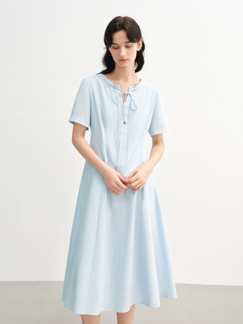 Summer Minimalist French Style Cotton Dress - Image 4