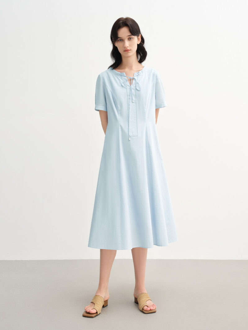 Summer Minimalist French Style Cotton Dress - Image 2