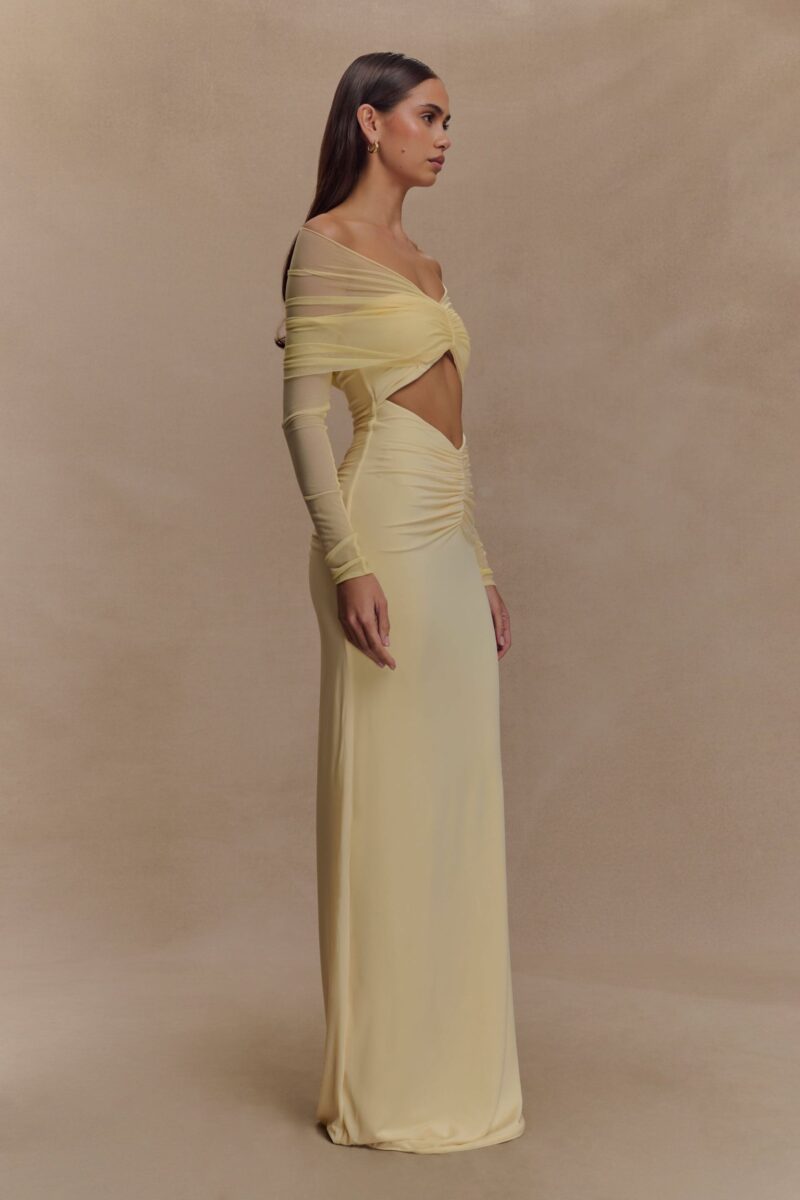 Sexy Off-Shoulder Hollow Out Ruched Maxi Dress for Women - Image 4
