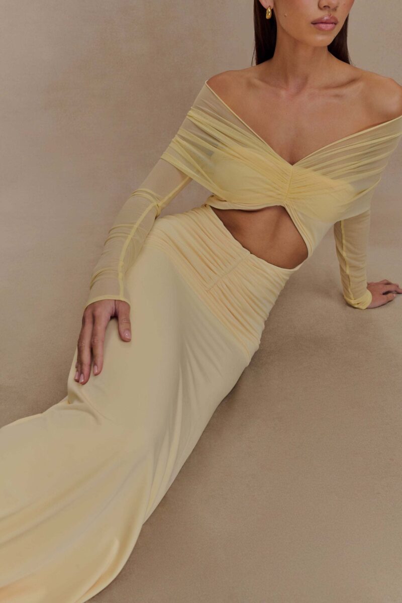 Sexy Off-Shoulder Hollow Out Ruched Maxi Dress for Women - Image 5