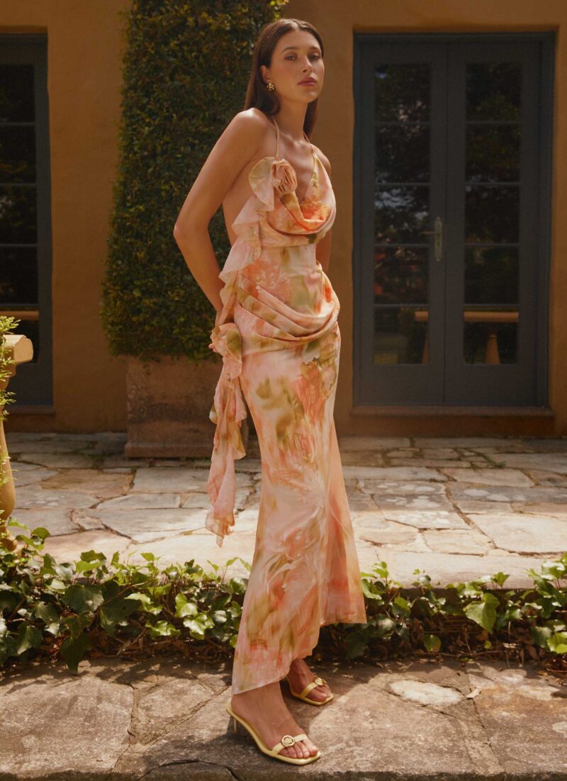 Sexy Halter Backless Print Maxi Dress - Image 2