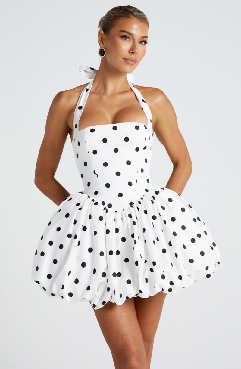 Polka Dot Halter Mini Dress - Image 5