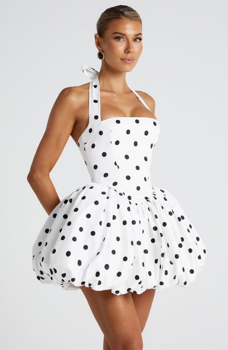 Polka Dot Halter Mini Dress - Image 4