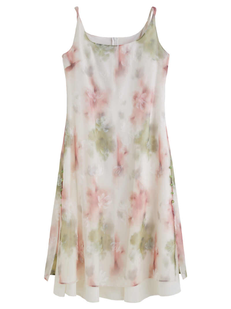 Plus Size Floral Flocked Strap Dress – Romantic Slim Fit Summer Midi - Image 6