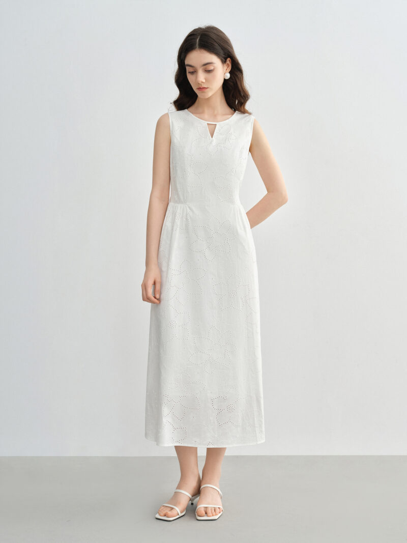 Retro French Hepburn Style White Summer Dress - Image 2
