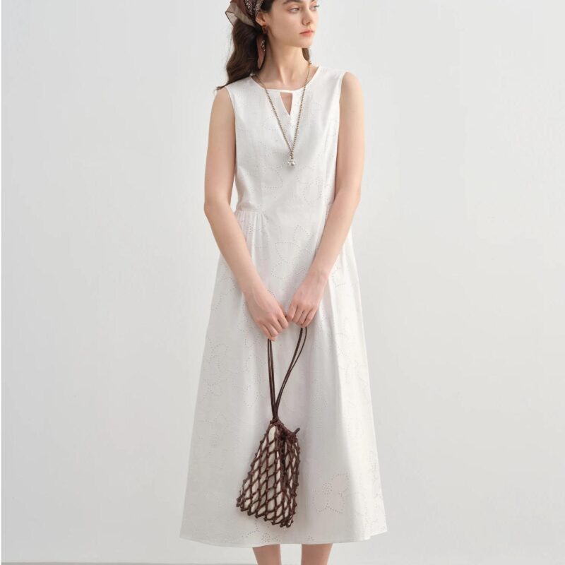 Retro French Hepburn Style White Summer Dress