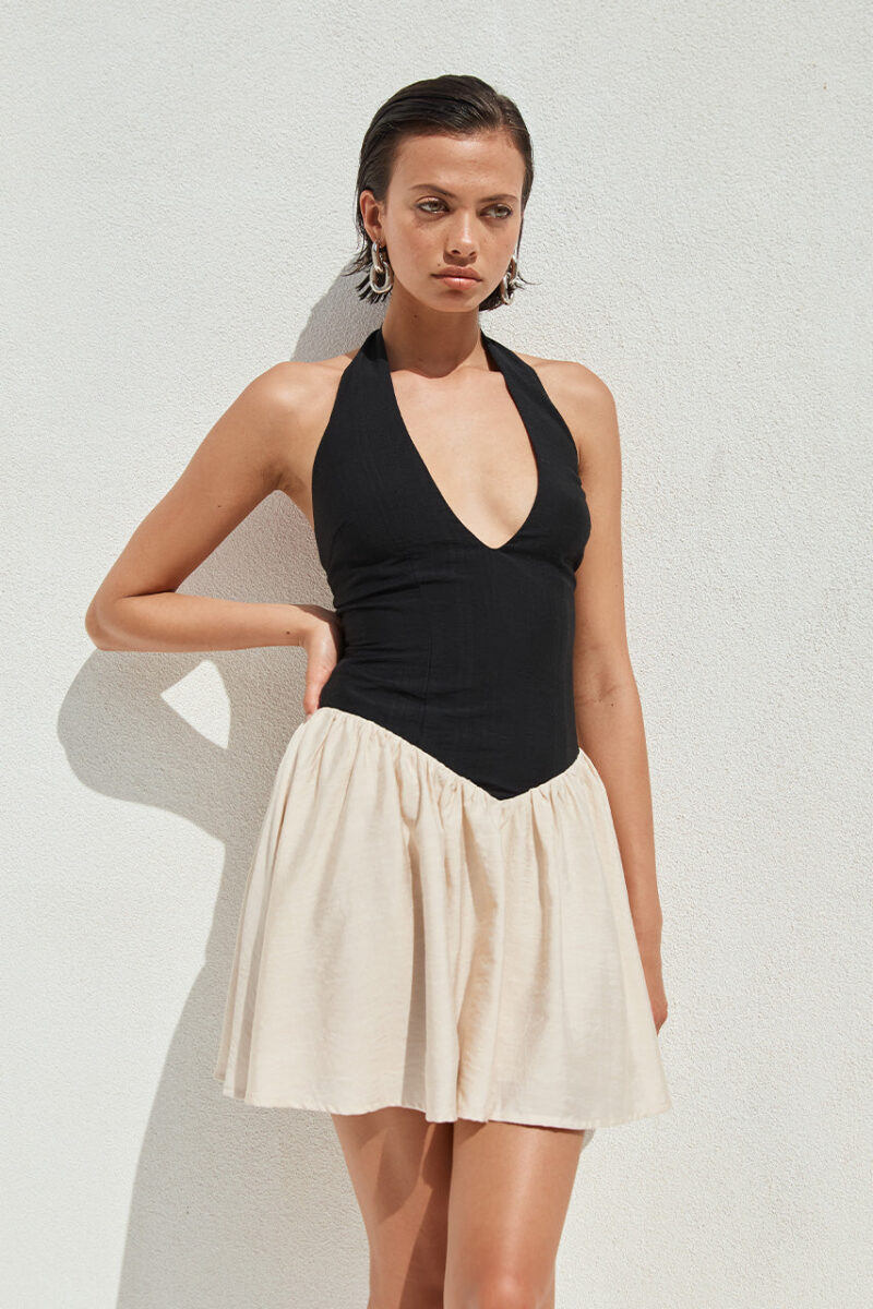 Sexy Patchwork V-Neck Mini Dress - Image 2