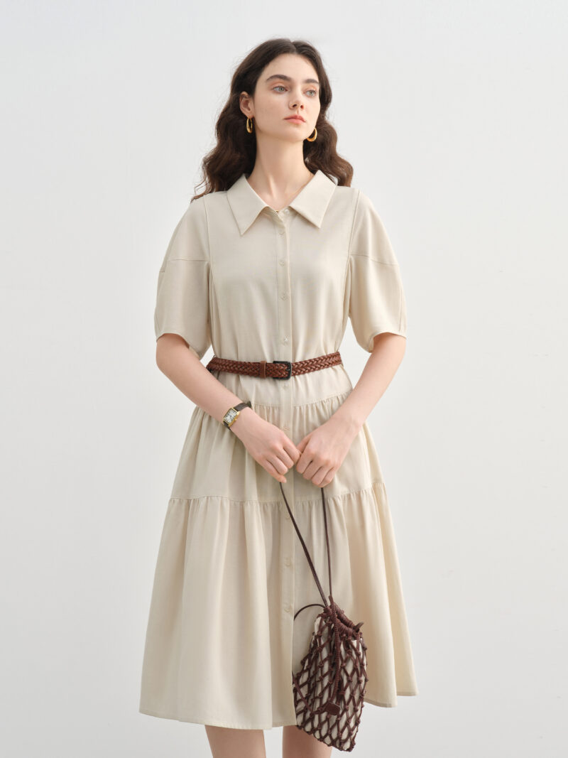 Plus Size Summer A-Line Shirt Dress with Lapel Neckline - Image 5