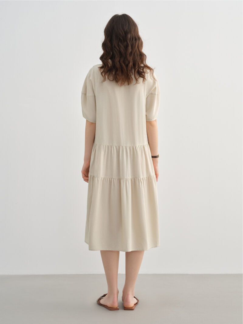 Plus Size Summer A-Line Shirt Dress with Lapel Neckline - Image 6