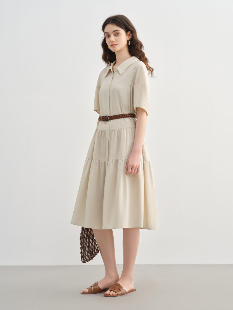 Plus Size Summer A-Line Shirt Dress with Lapel Neckline - Image 3