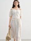 Summer Plus-Size French Style A-Line Dress with Puff Sleeves