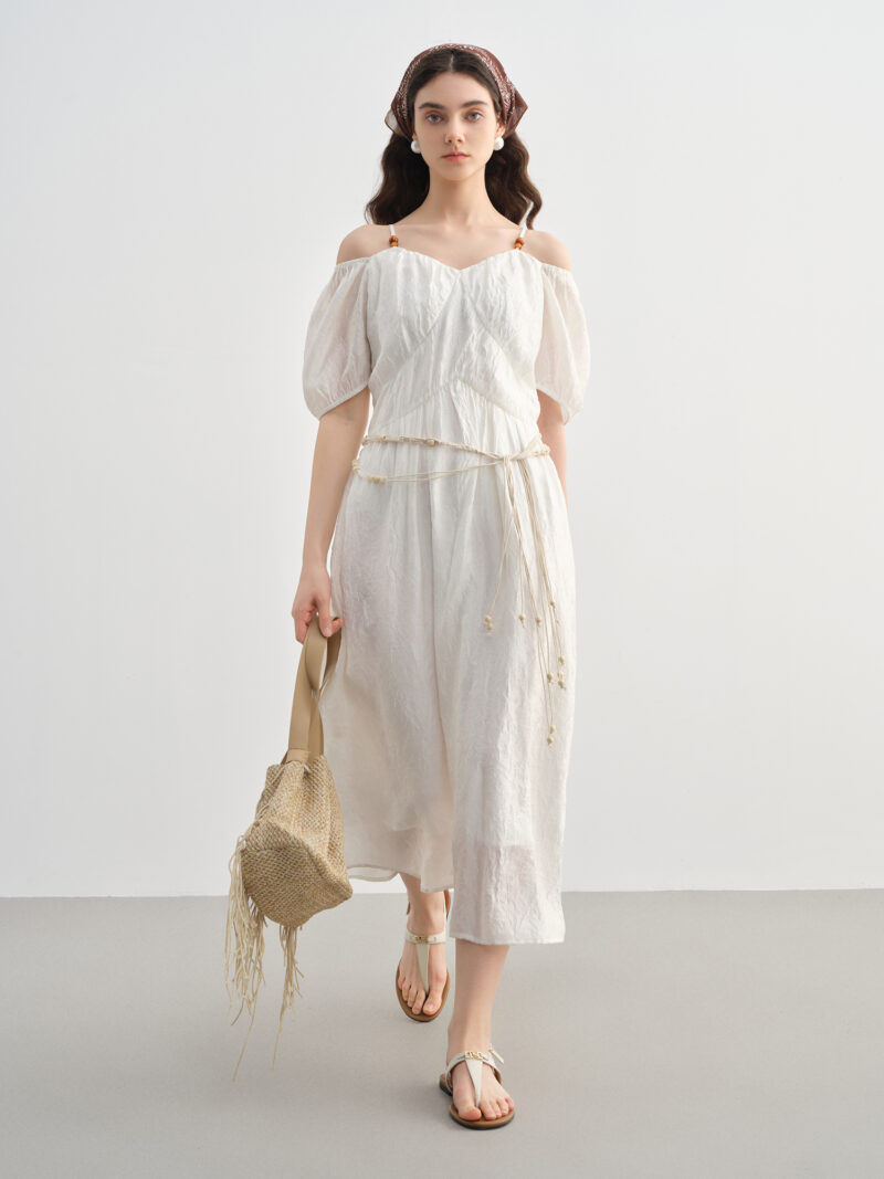 Summer Plus-Size French Style A-Line Dress with Puff Sleeves - Image 2