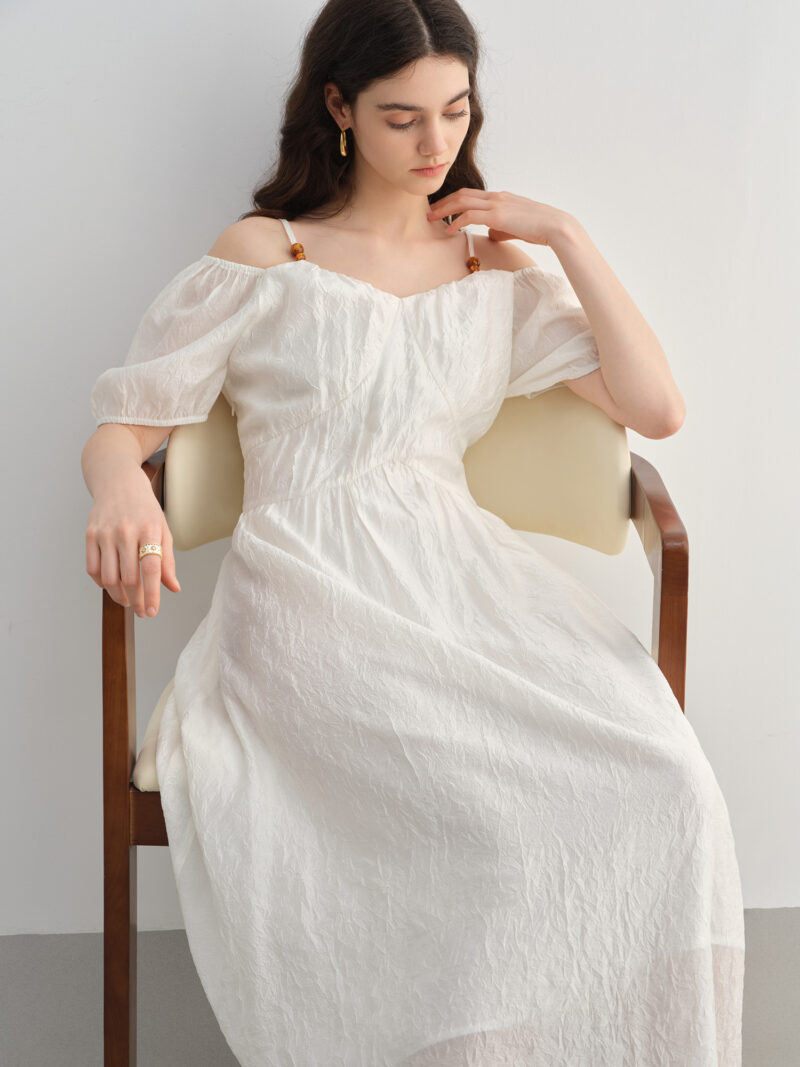 Summer Plus-Size French Style A-Line Dress with Puff Sleeves - Image 4