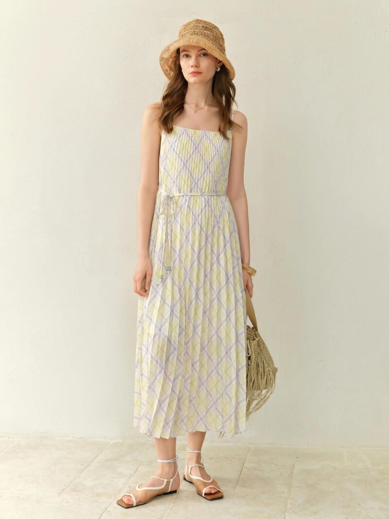 Plus Size Rhombus Plaid Maxi Strap Dress - Image 2