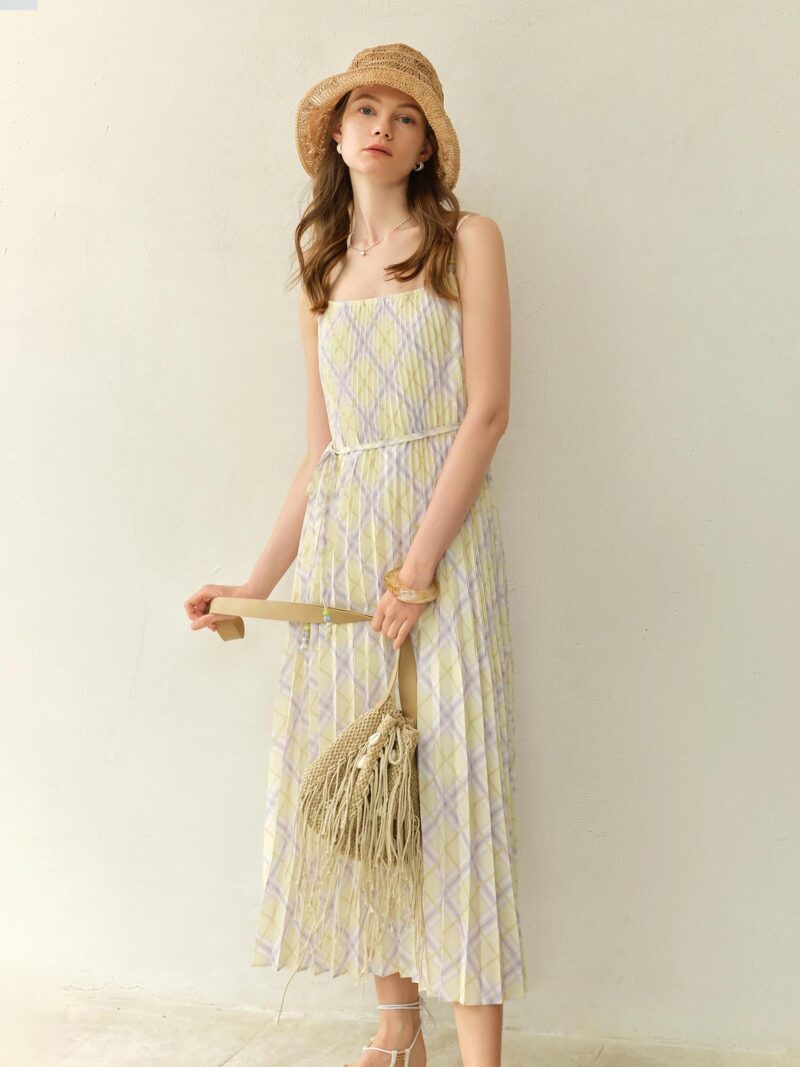 Plus Size Rhombus Plaid Maxi Strap Dress - Image 4