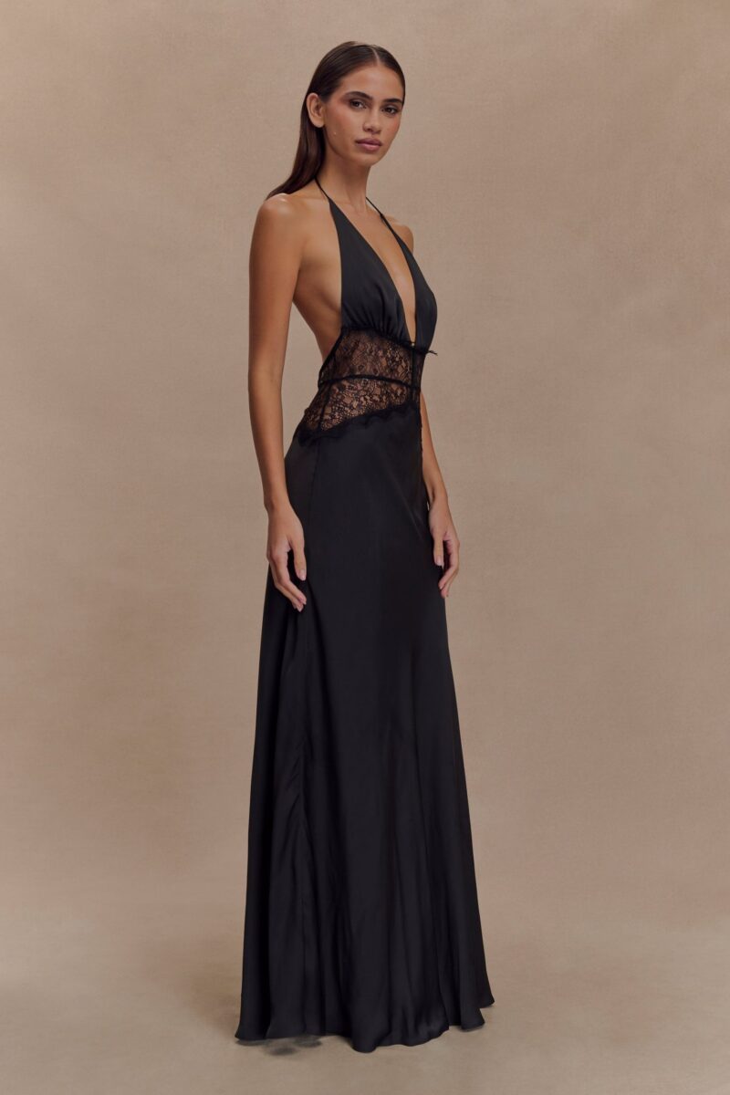 Backless Lace Halter Maxi Dress - Image 9