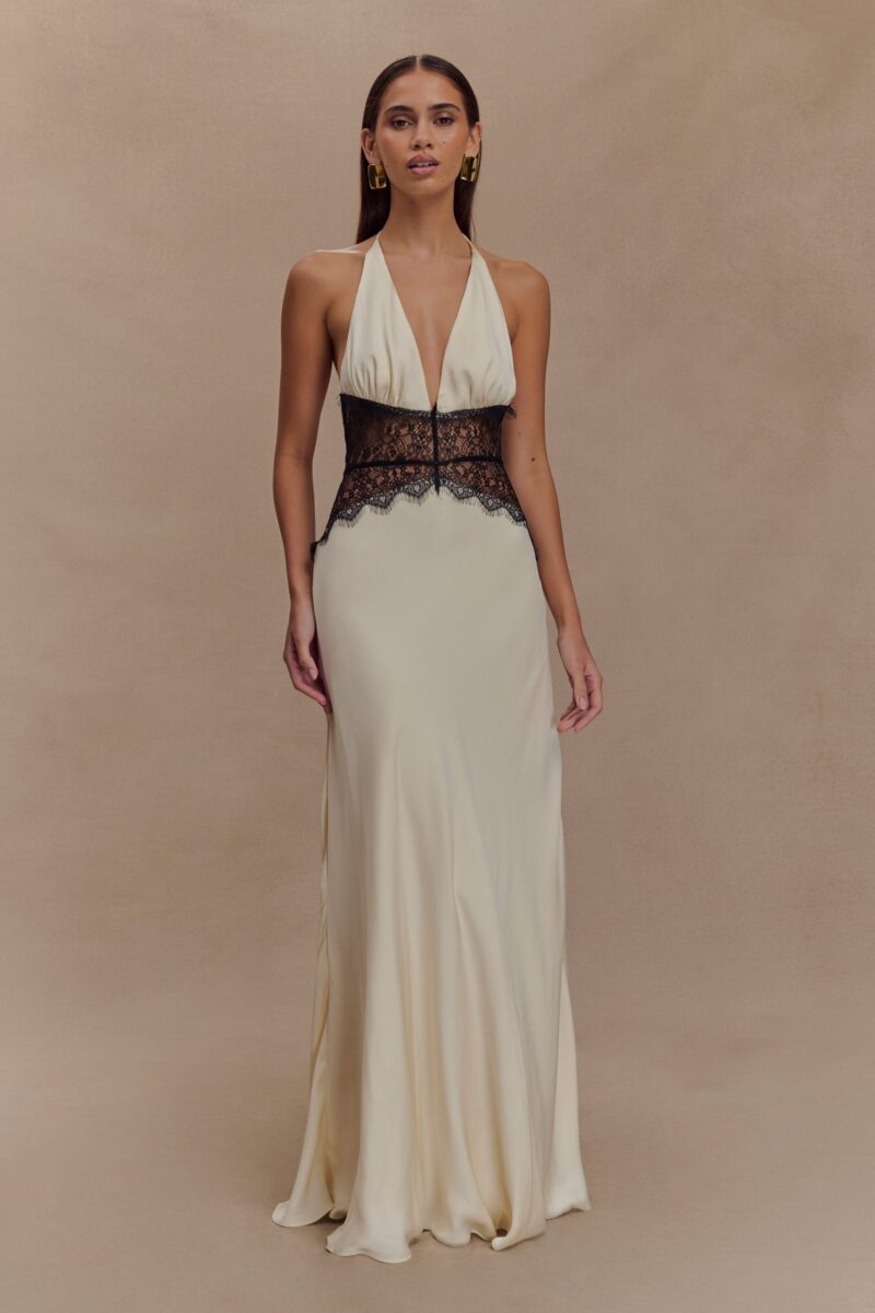 Backless Lace Halter Maxi Dress - Image 2