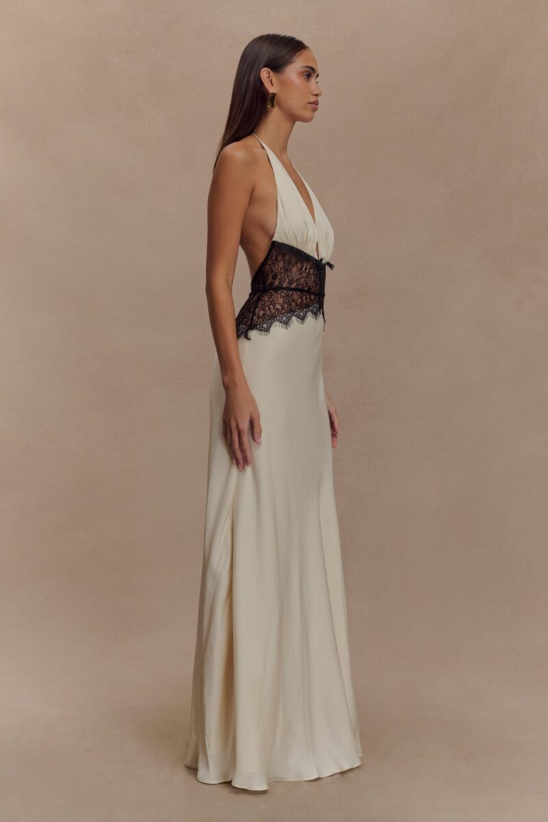 Backless Lace Halter Maxi Dress - Image 3