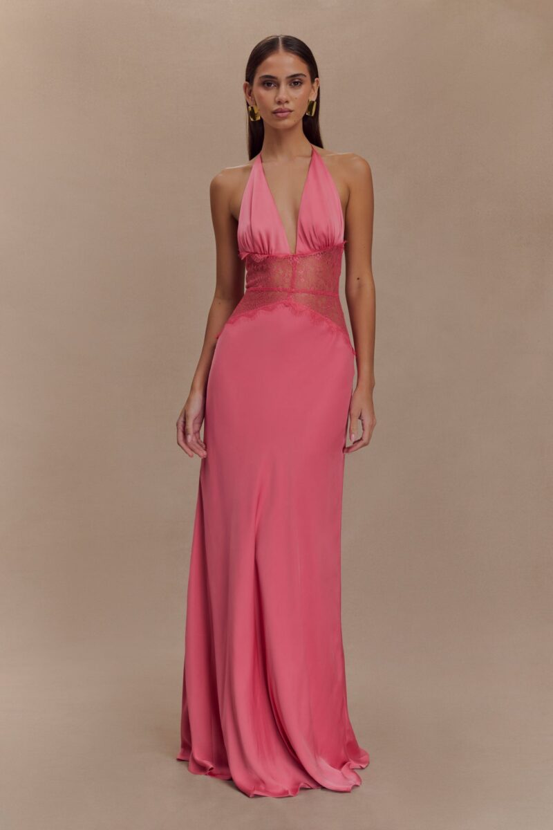Backless Lace Halter Maxi Dress - Image 5