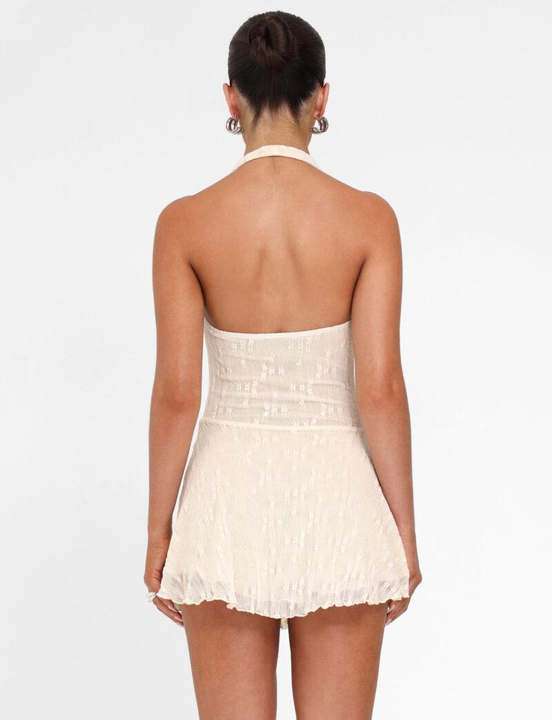 Backless Lace Cowl Neck Mini Dress - Image 4