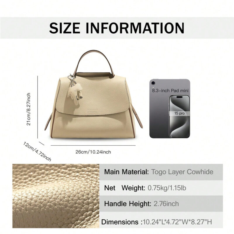 Genuine Leather Tote Crossbody Satchel for Women – Fashionable & Versatile Bag - Image 6
