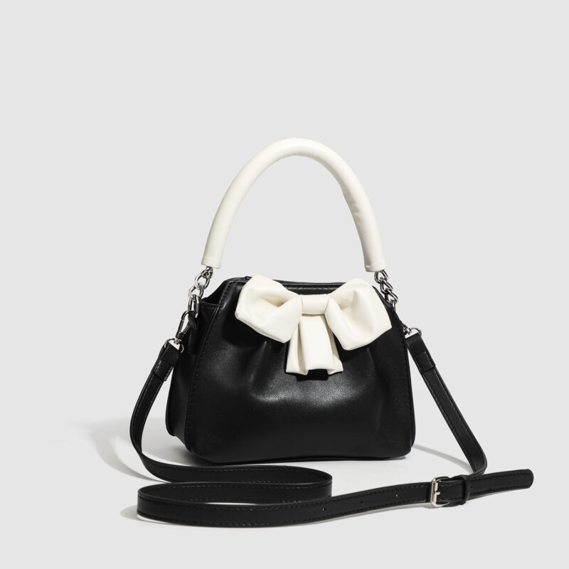 Elegant Striped Bow Tote Bag - Image 3
