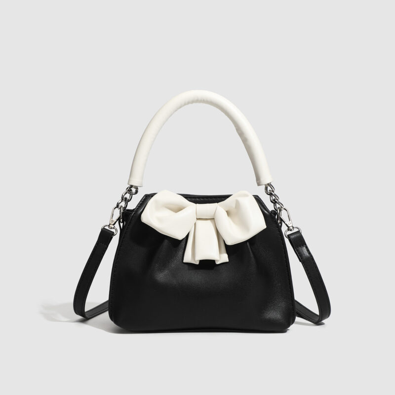 Elegant Striped Bow Tote Bag - Image 2