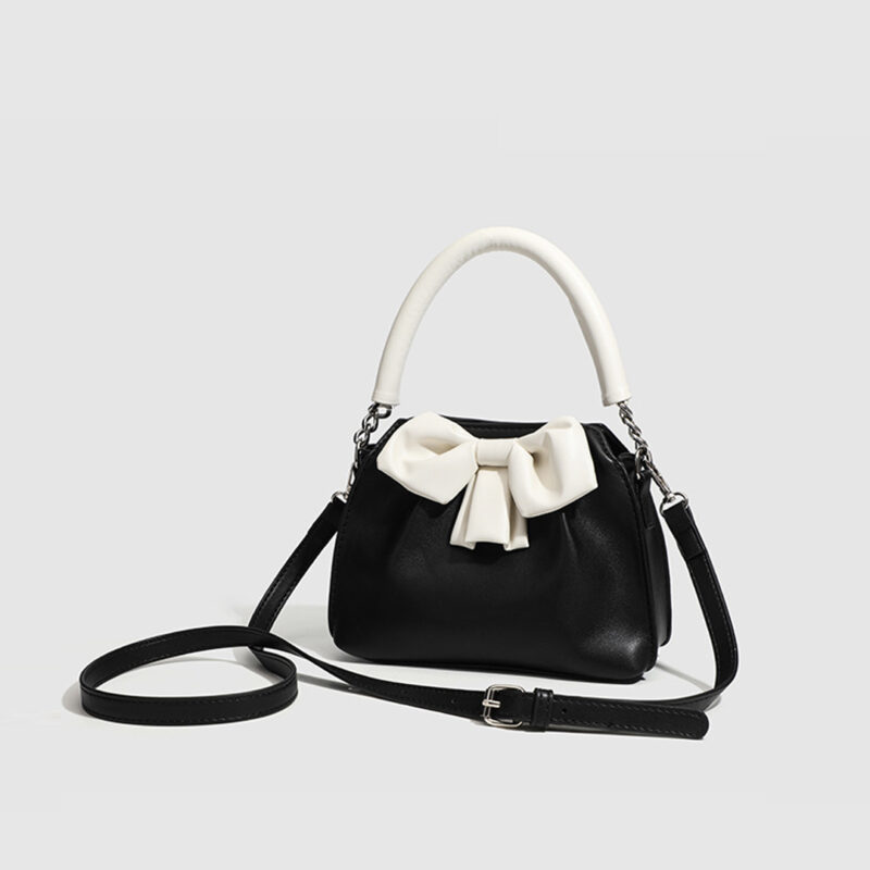 Elegant Striped Bow Tote Bag - Image 5