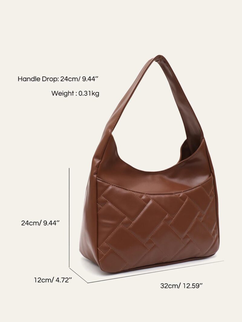 Quilted PU Leather Shoulder Bag with Large Pocket – Soft & Stylish - Image 7