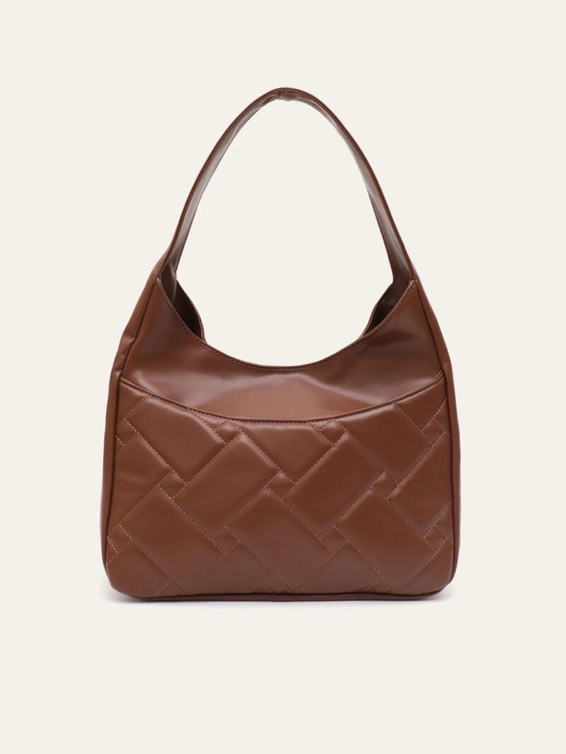 Quilted PU Leather Shoulder Bag with Large Pocket – Soft & Stylish - Image 2