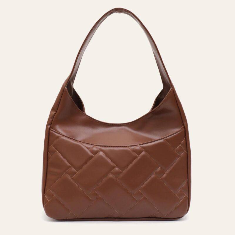 Quilted PU Leather Shoulder Bag with Large Pocket – Soft & Stylish