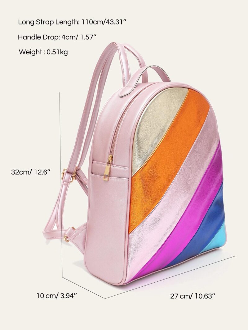 Women's Colorful Metallic PU Leather Backpack - Image 5