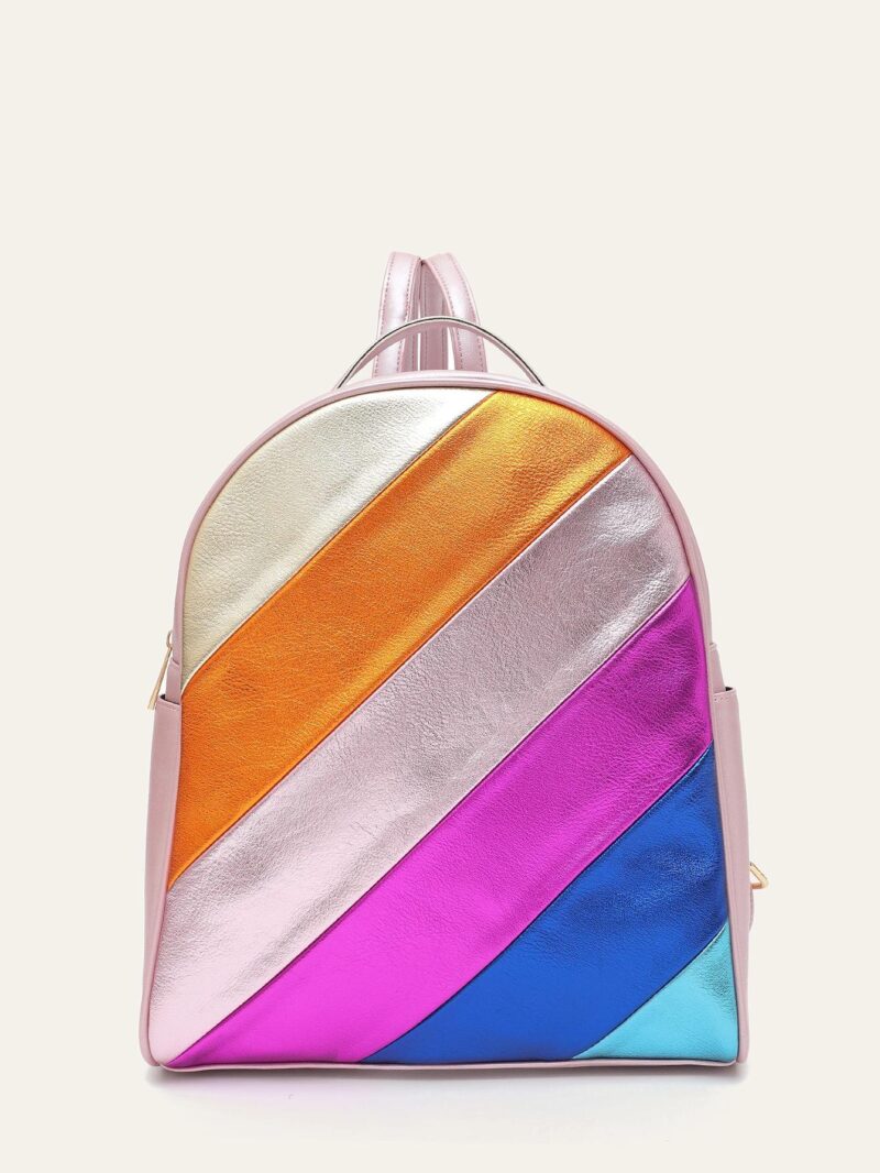 Women's Colorful Metallic PU Leather Backpack - Image 2