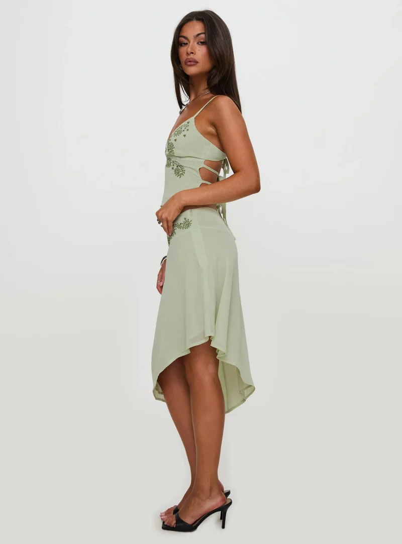 Women's 2 Piece Floral Print Cami Top and Asymmetrical Midi Skirt Set - Image 4