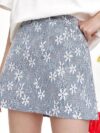 Chic Summer A-Line Denim Mini Skirt with Lace Detail for Women