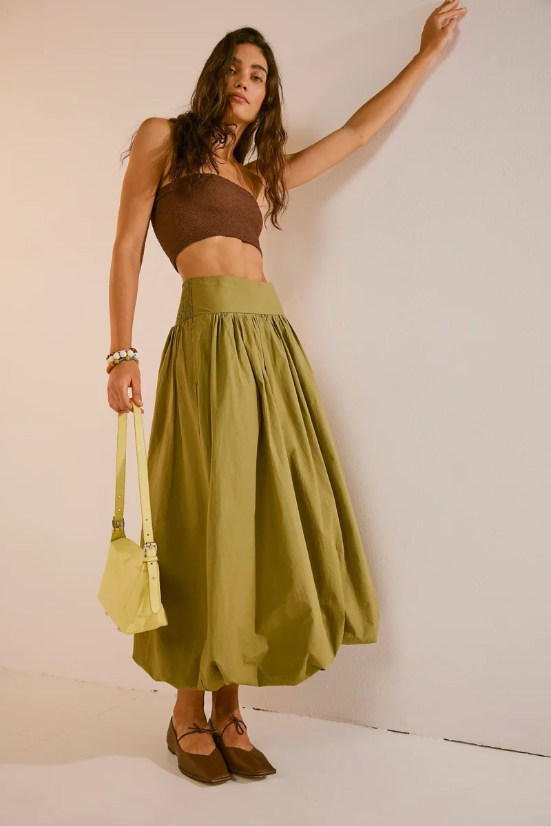 Y2K High Waist Bubble Maxi Skirt with Ruffle Hem - Image 5