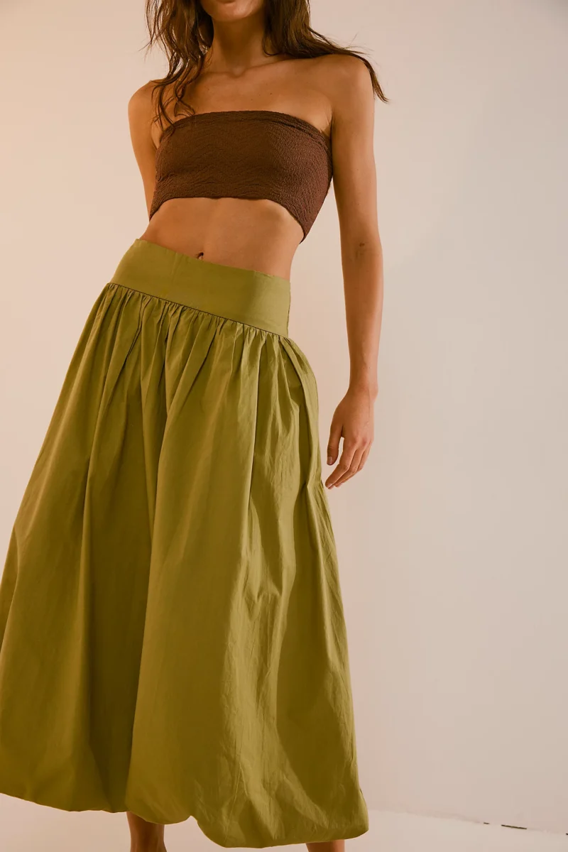 Y2K High Waist Bubble Maxi Skirt with Ruffle Hem - Image 2