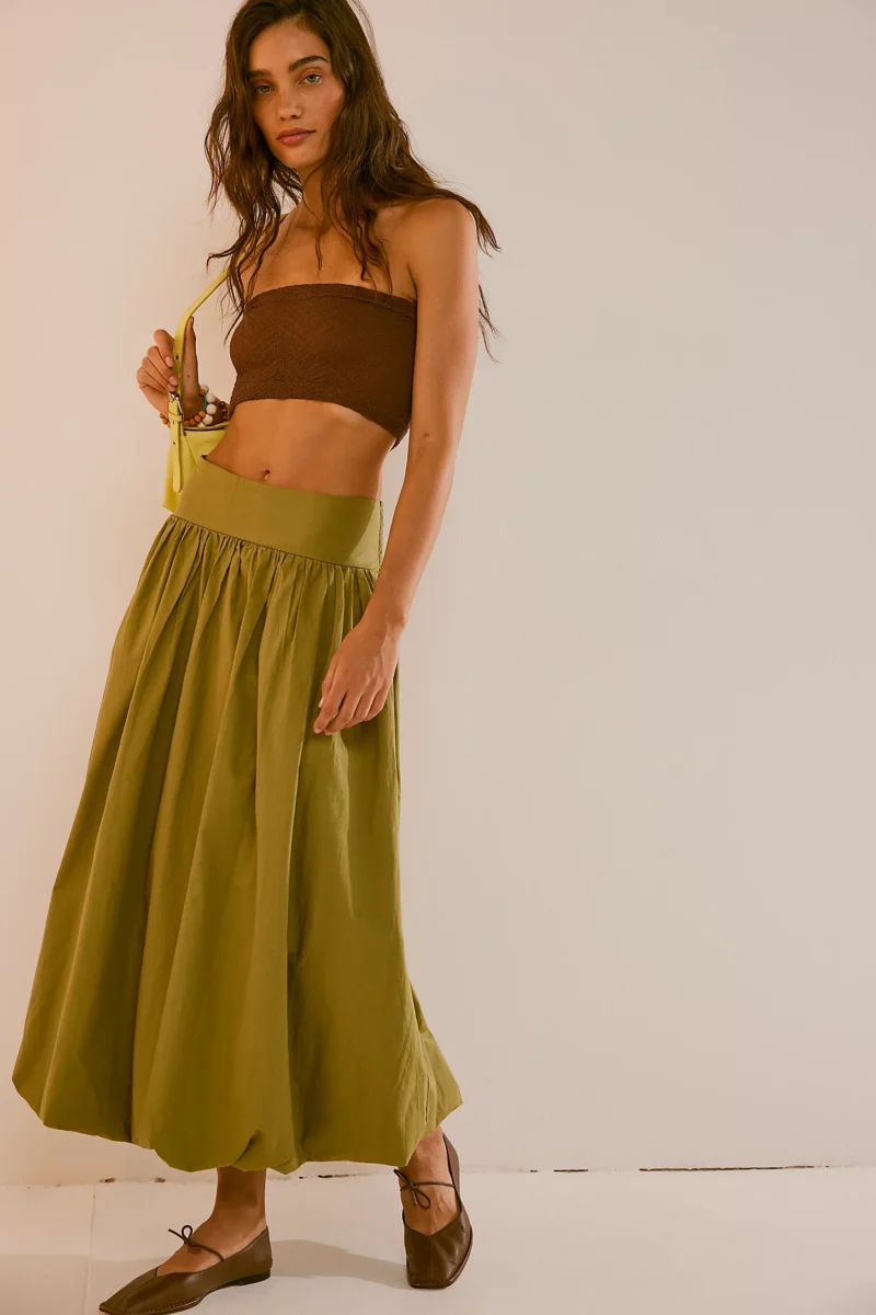 Y2K High Waist Bubble Maxi Skirt with Ruffle Hem - Image 4