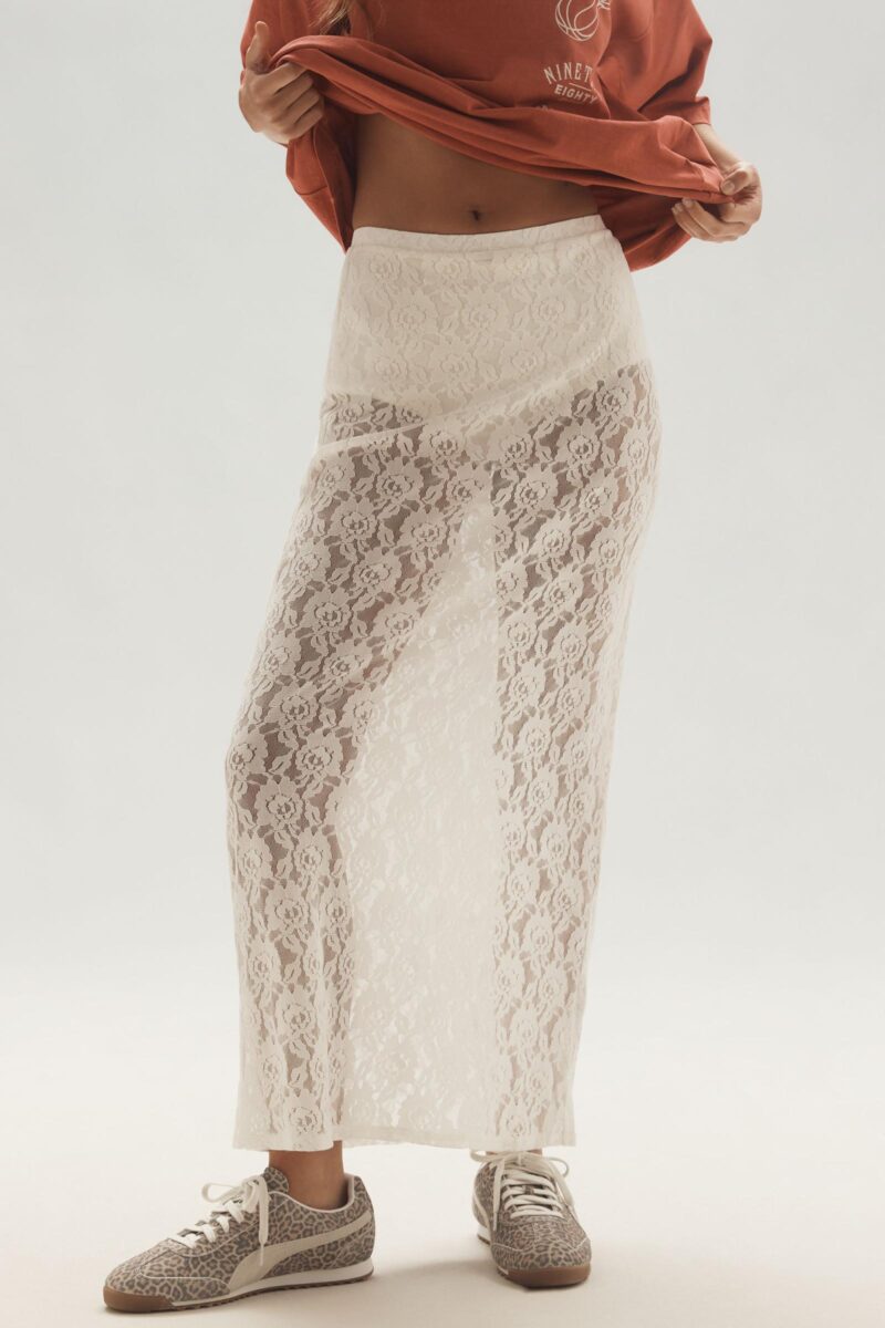Sheer Lace Beach Cover Up Skirt - Image 4