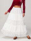 Elegant High Waist Lace A-Line Skirt for Women - Ankle Length Summer Style