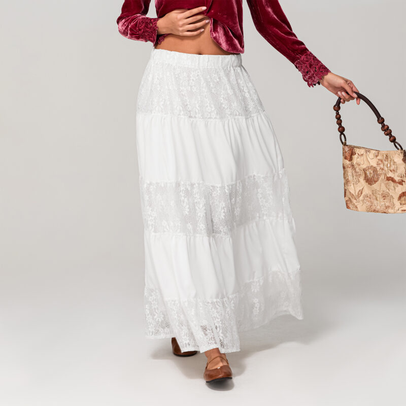 Elegant High Waist Lace A-Line Skirt for Women - Ankle Length Summer Style - Image 3