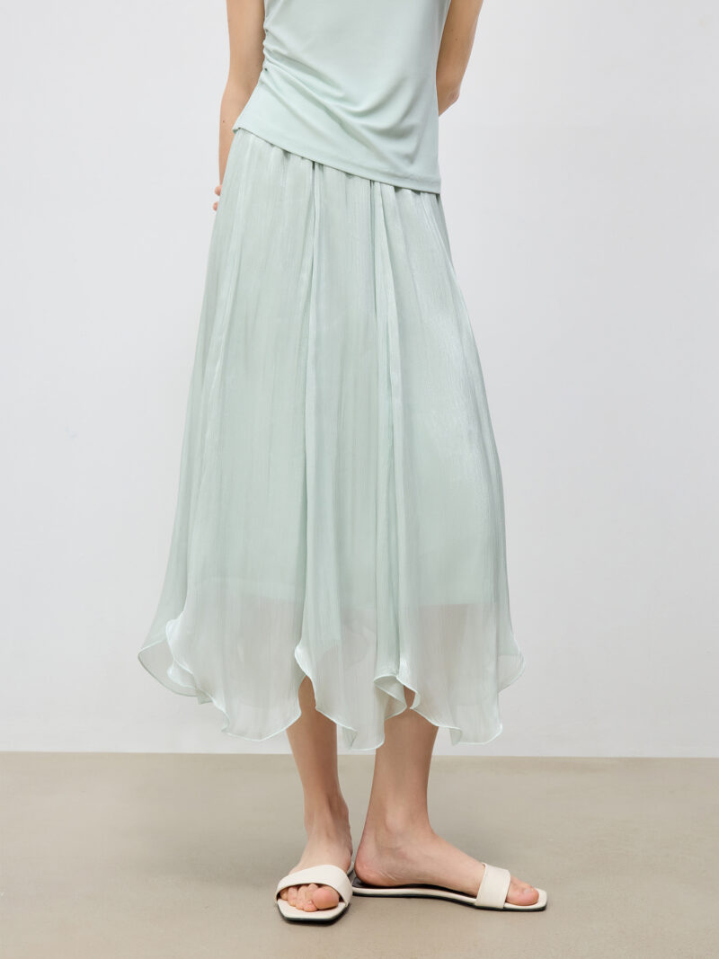 Glossy Irregular A-Line Tulle Skirt for Women - Image 8