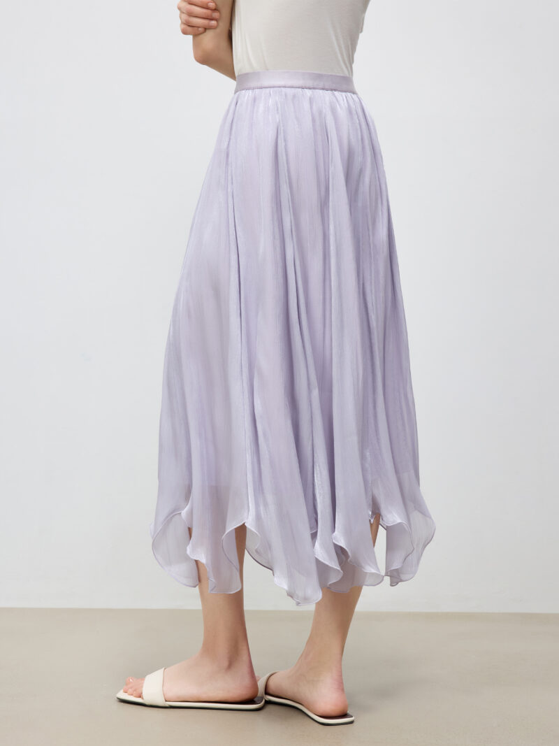 Glossy Irregular A-Line Tulle Skirt for Women - Image 4