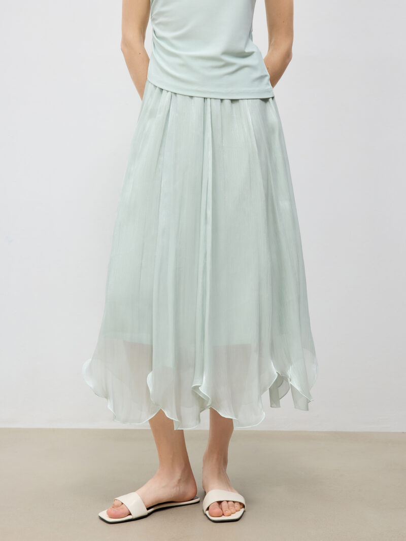 Glossy Irregular A-Line Tulle Skirt for Women - Image 9